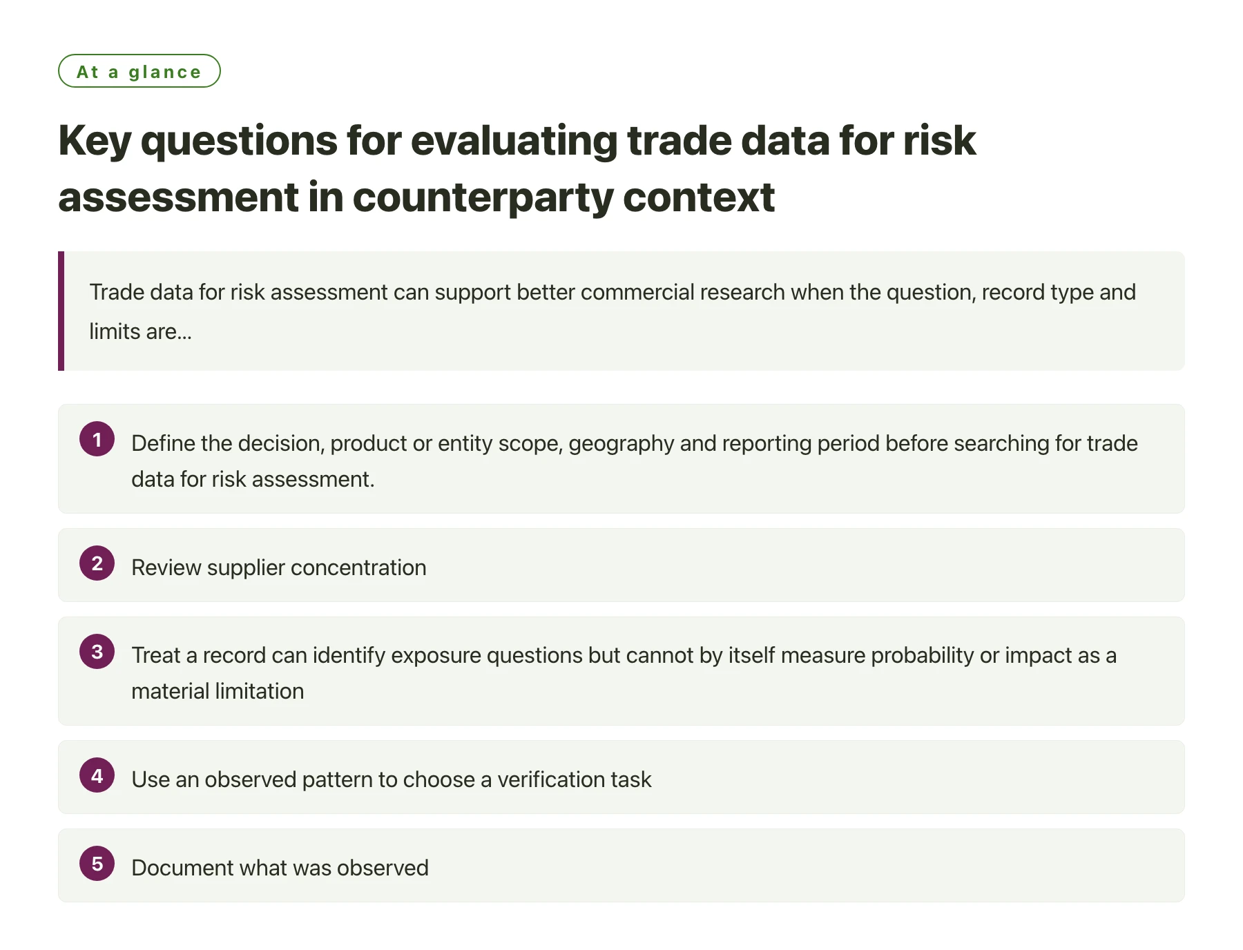 Key questions for evaluating trade data for risk assessment in counterparty context——全文要点速览